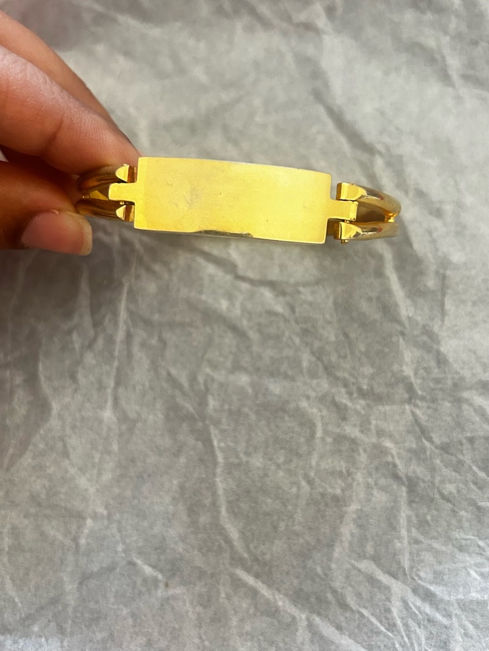 Vintage Gold-Plated ID Cuff Bracelet - Women